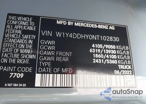 2022 Mercedes-Benz Sprinter 2500 High Roof I4 Diesel from USA, damaged, VIN W1Y4DDHY0NT102830